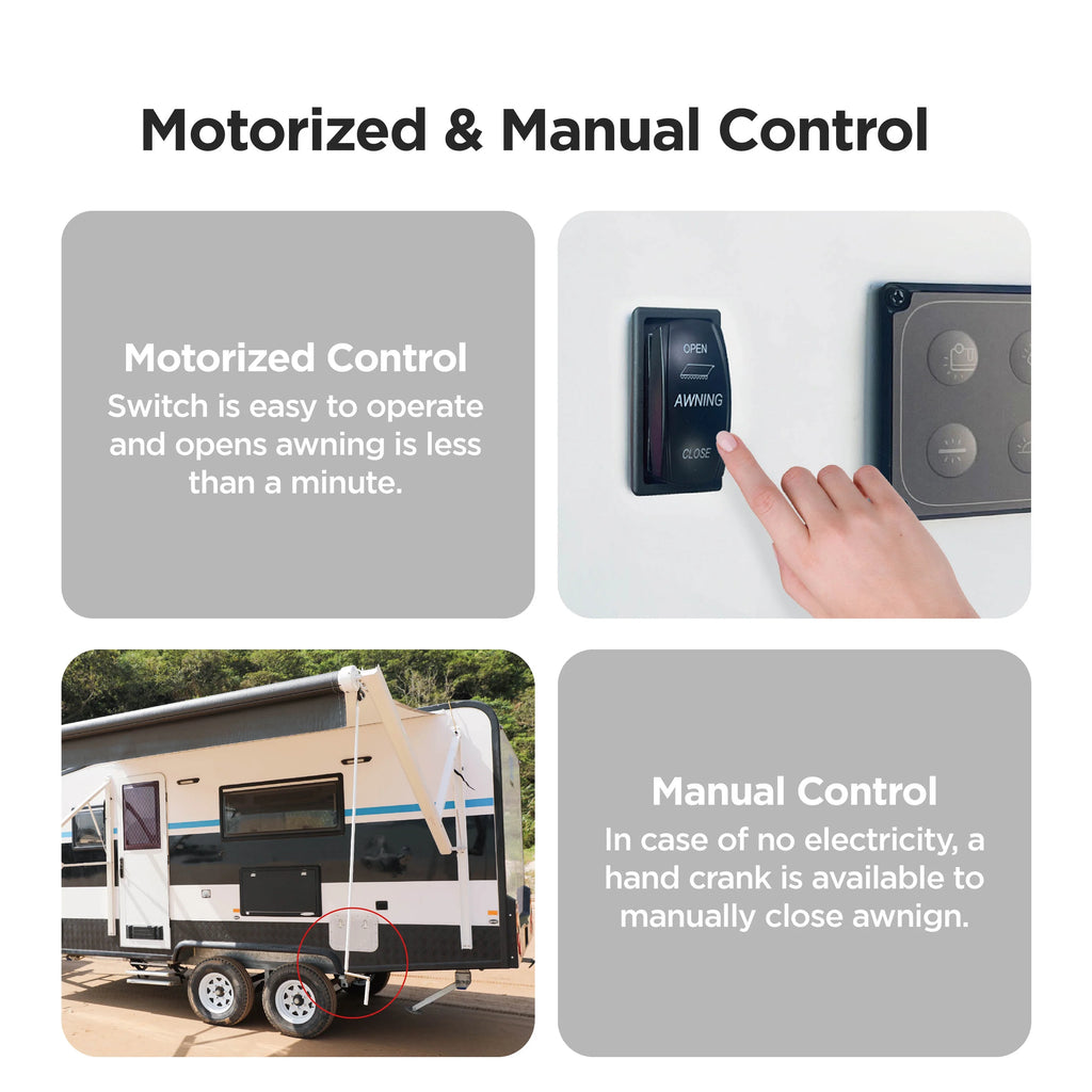 Grey Motorized Retractable RV Awning 20X8 ft V187373