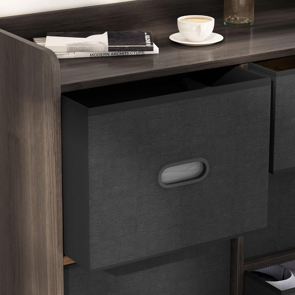 5 Drawers Wood Frame Storage Dresser with Removable Fabric Drawers R35157