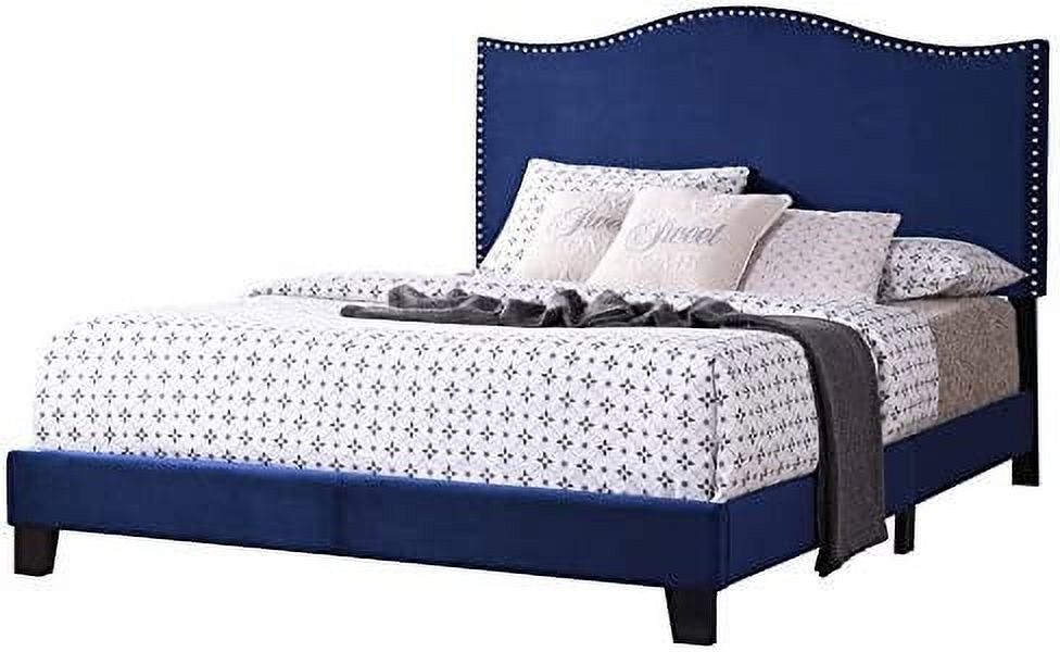 Blue Velvet King Size Upholstered Panel Bed A670764
