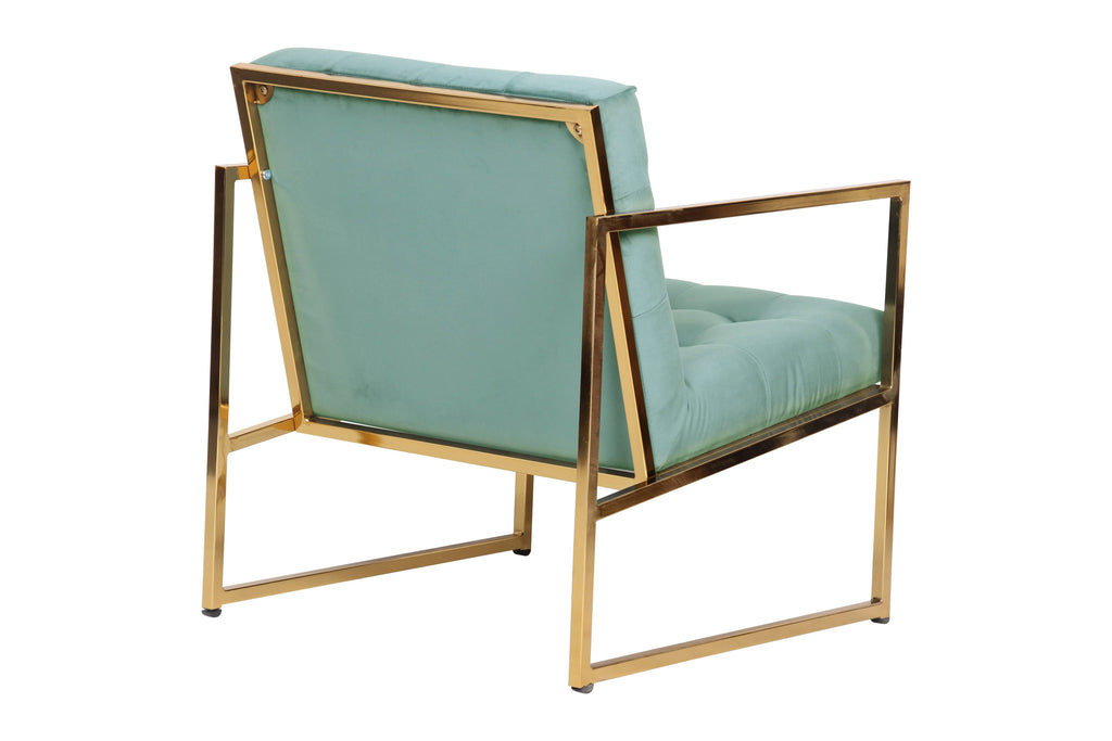 Emerald Green Tufted Velvet Accent Armchair with Gold Frame Q799
