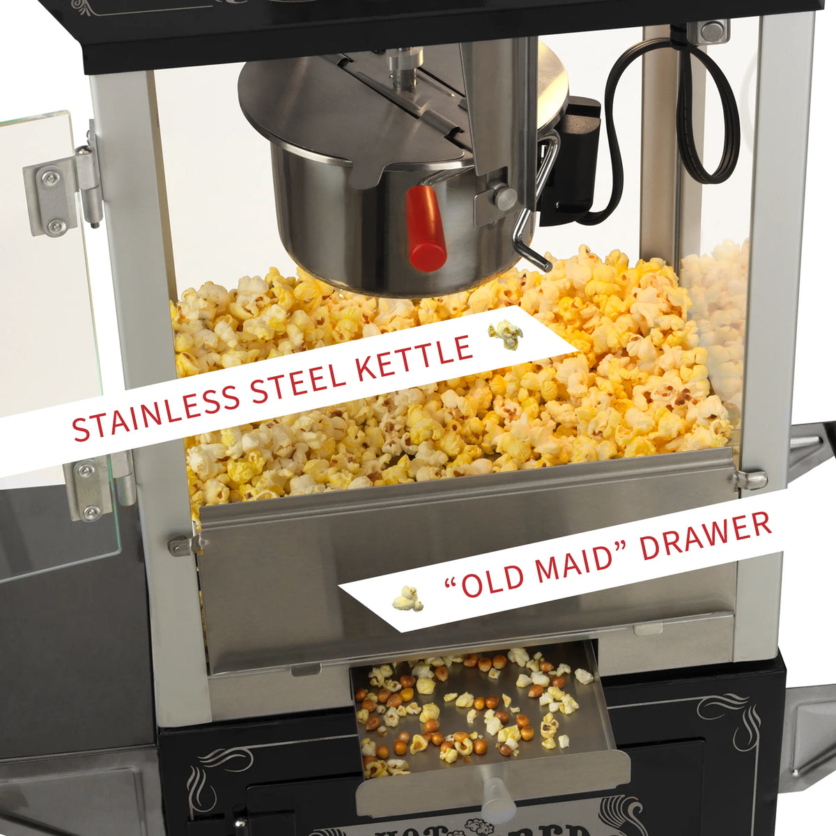 Black/Silver 8oz Popcorn Machine with Cart P755