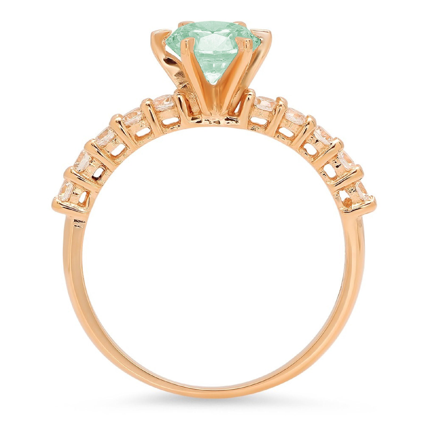 18k Yellow Gold Solitaire Ring with Accents U2497