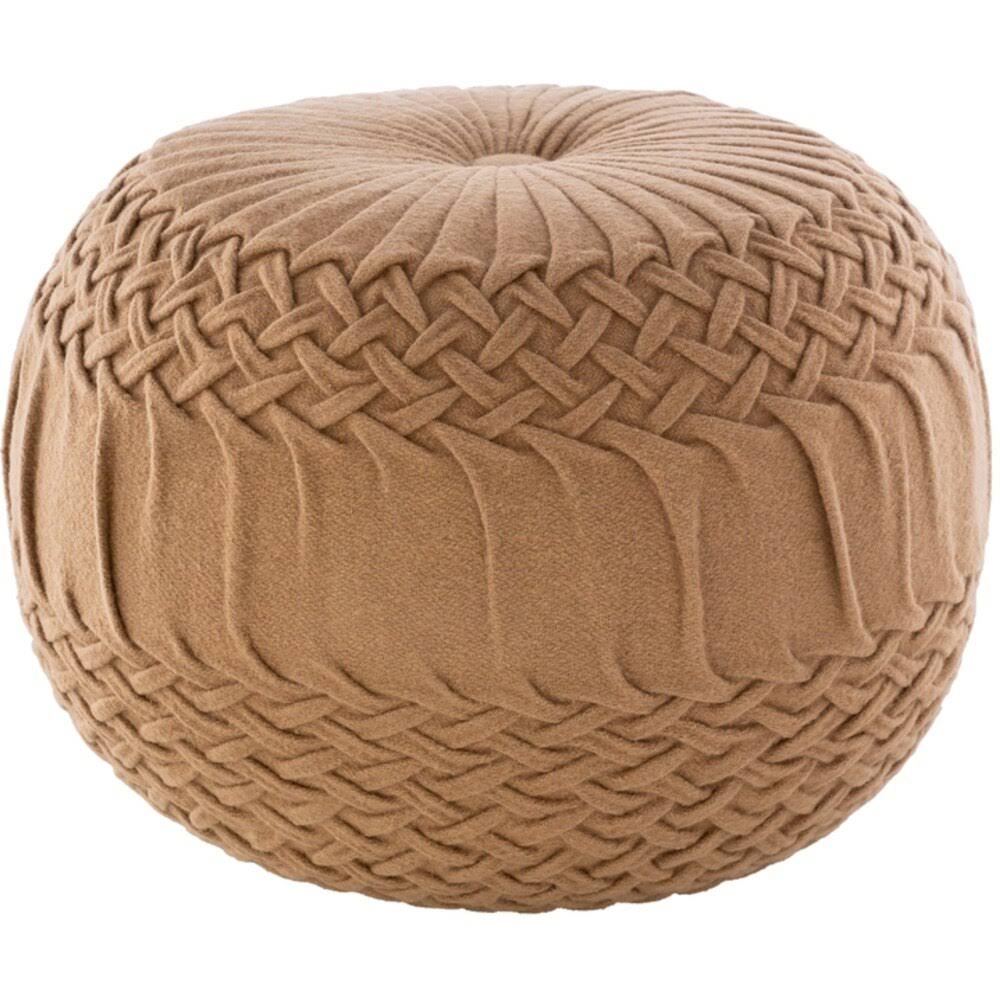 Brown Hand Woven Wool Pouf Ottoman C66403