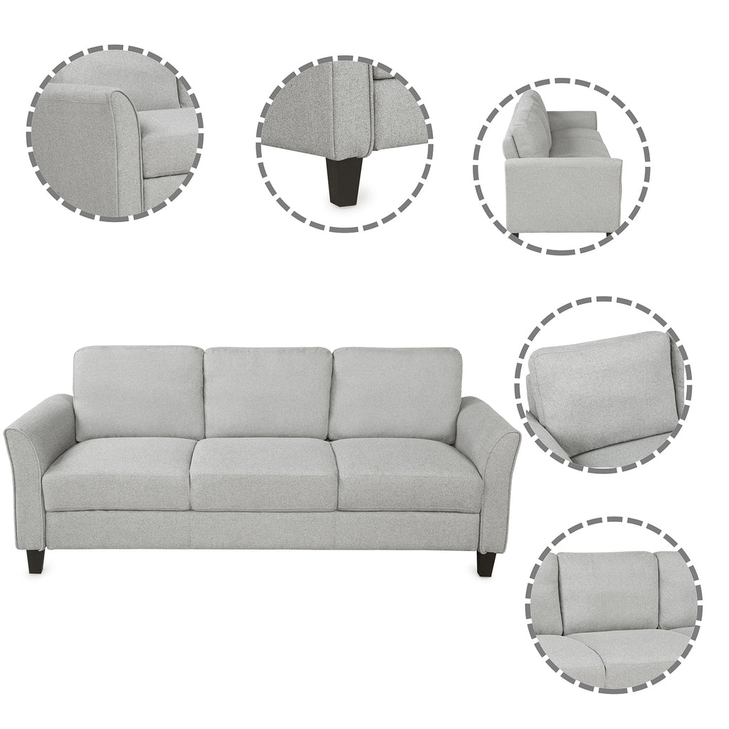 Light Gray 3-Seat Linen Fabric Sofa V905