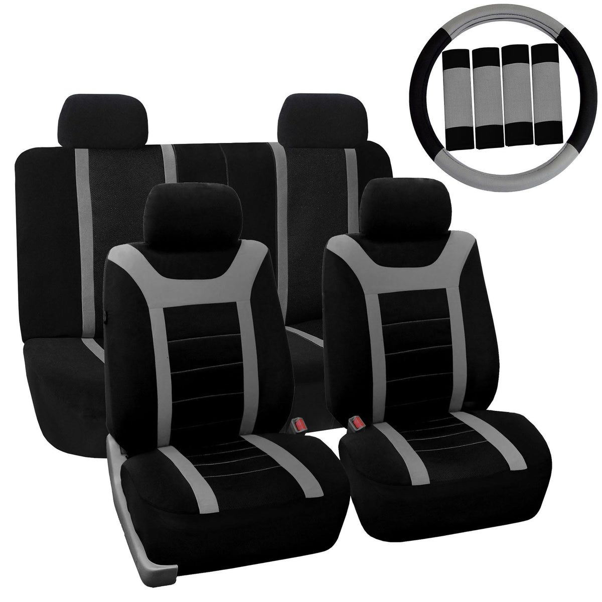 Gray Black Full Set Car Seat Covers I759187