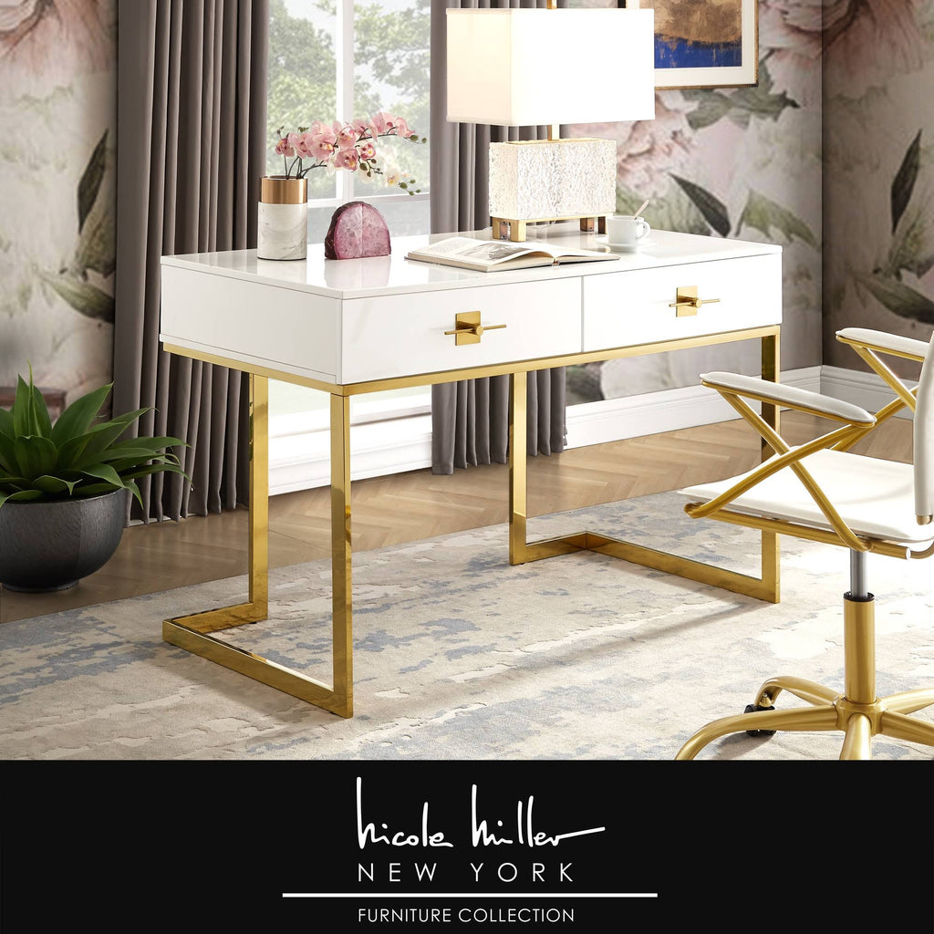 White/Gold Writing Desk H101813