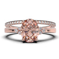 2.00 Carat Oval Cut Morganite And Diamond Moissanite Engagement Ring In Silver With 18K Rose Gold Plating G232286