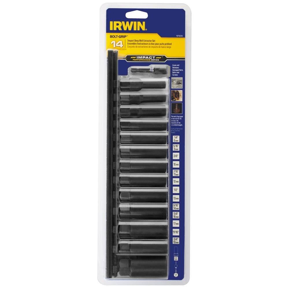 14pc Impact Deep Well Bolt Grip Rail Set with Hex Adapter V64884