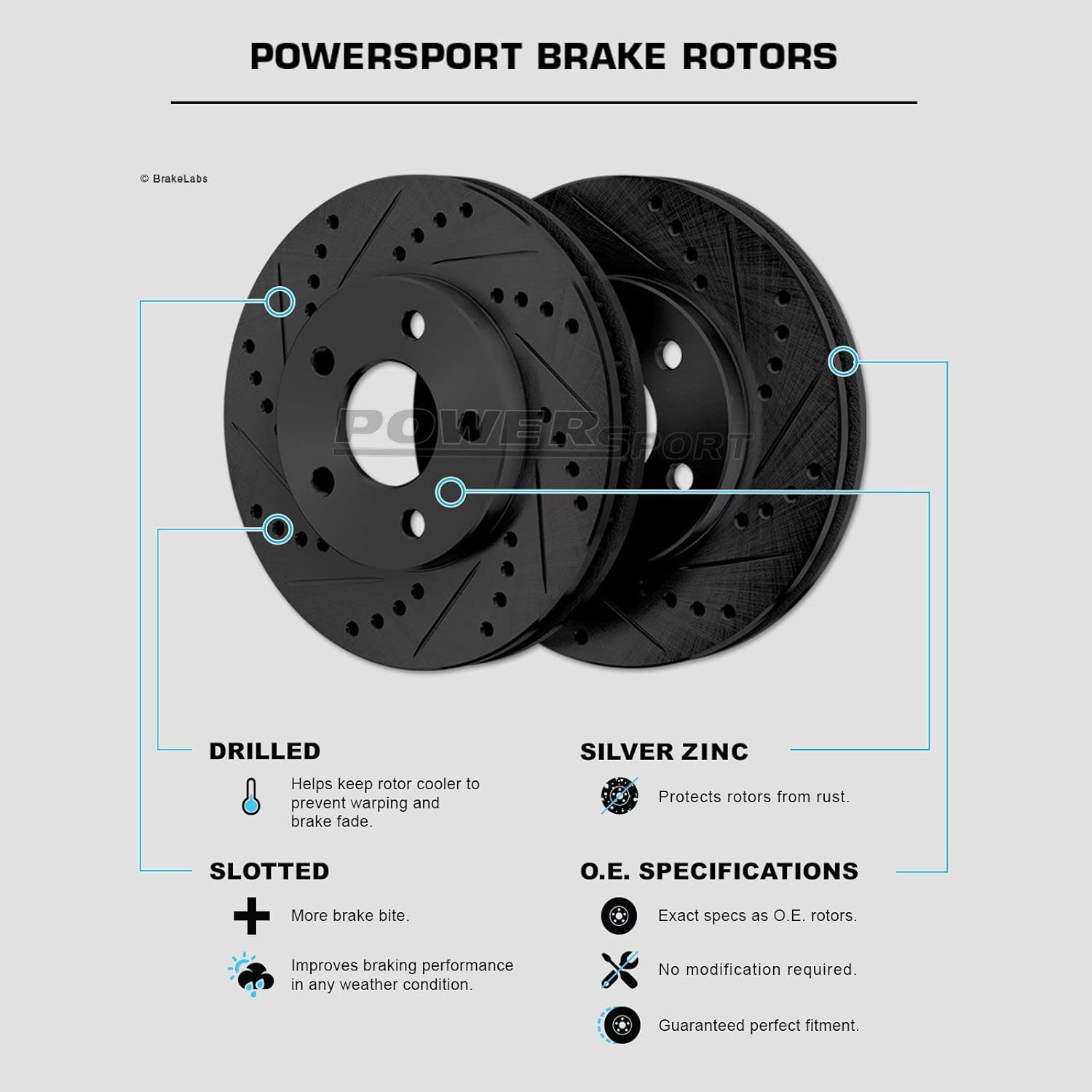 Black Drilled Slotted Brake Rotors and Semi Metallic Brake Pads C605375