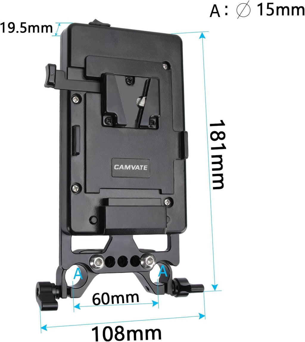 V Lock Mounting Plate Power Supply Splitter with 15mm Rod Clamp A579810