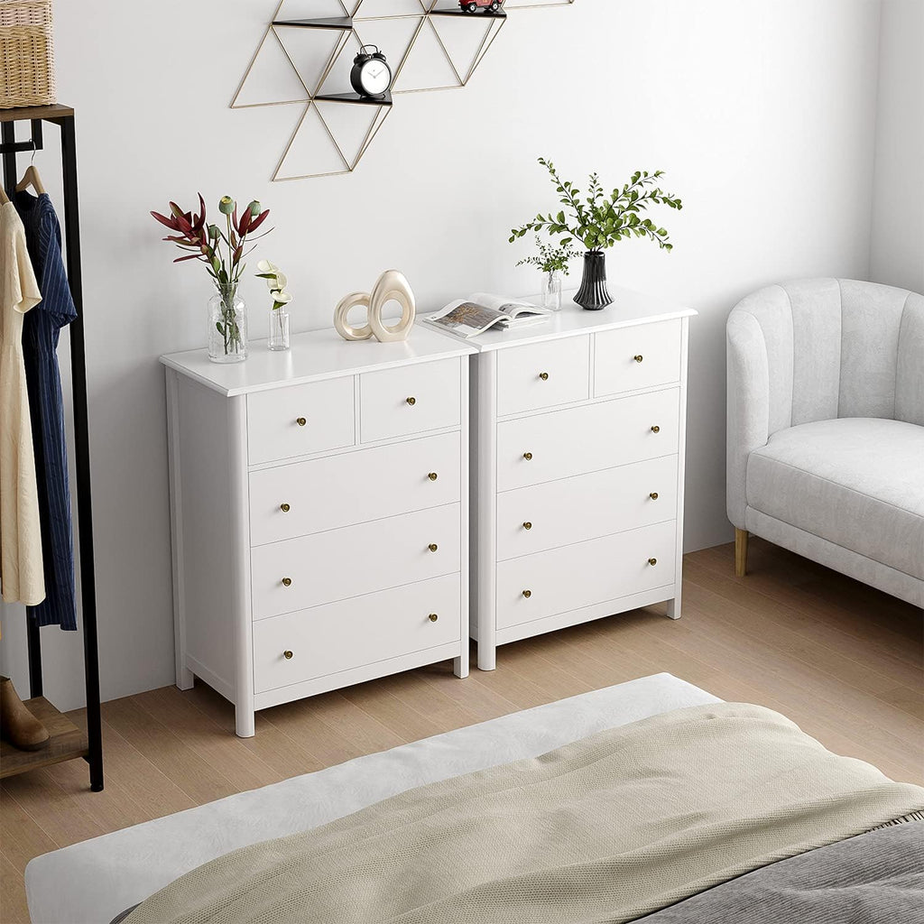 White 5 Drawer Wood Dresser P127086