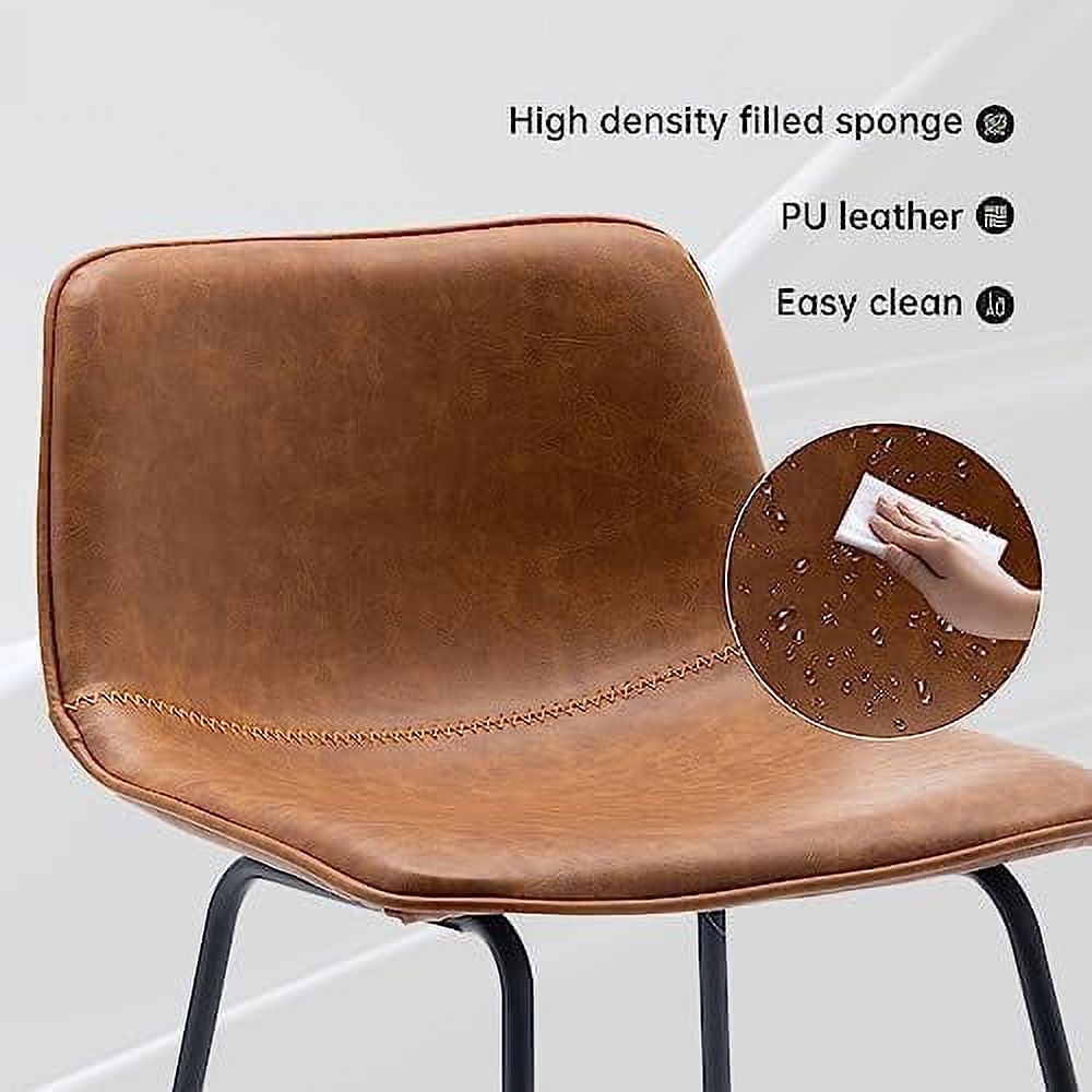 Faux Leather Dining Chairs Set of 2 Barstools with Backs F45241