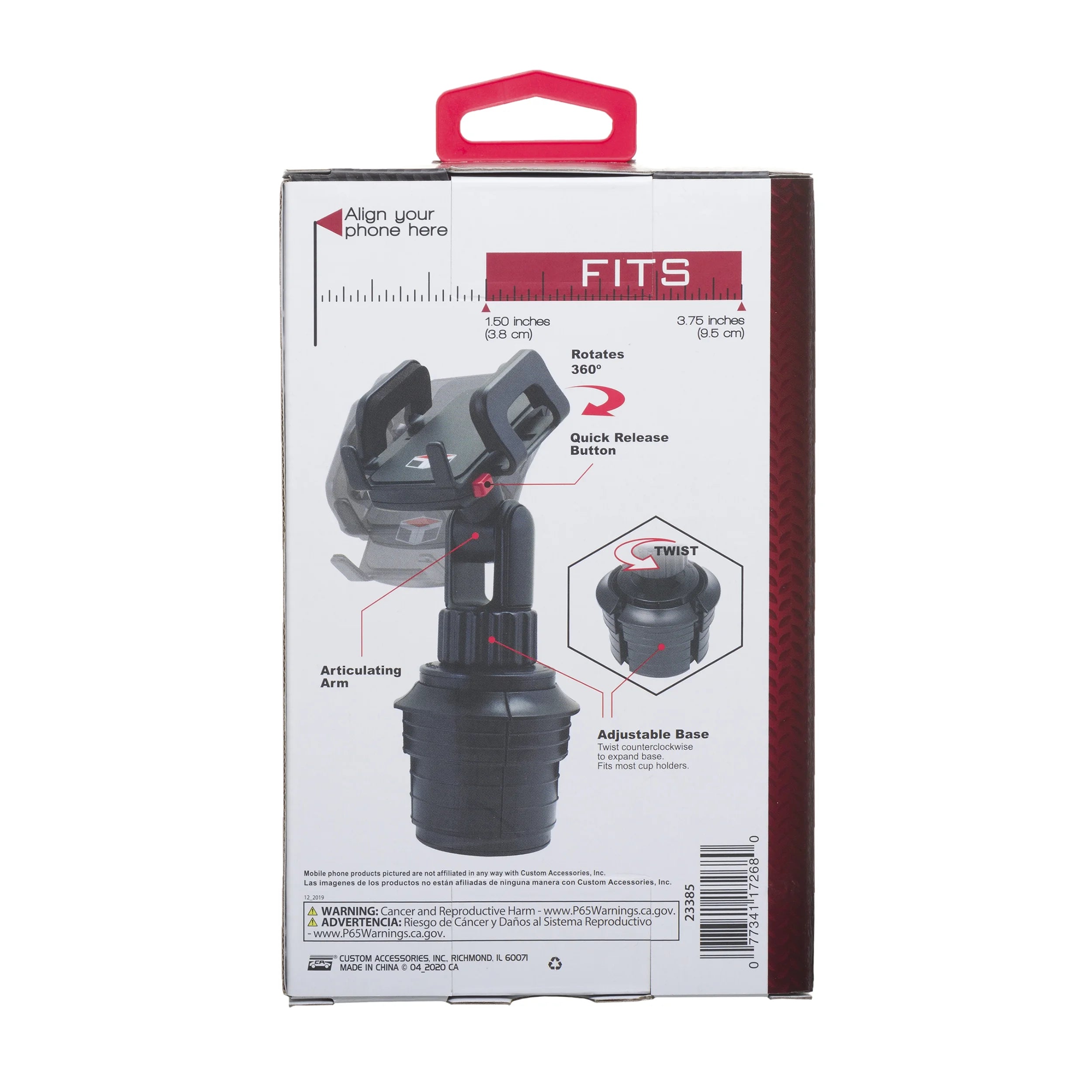 Car Cup Holder Mount, Universal Phone Stand with Adjustable Base K733225