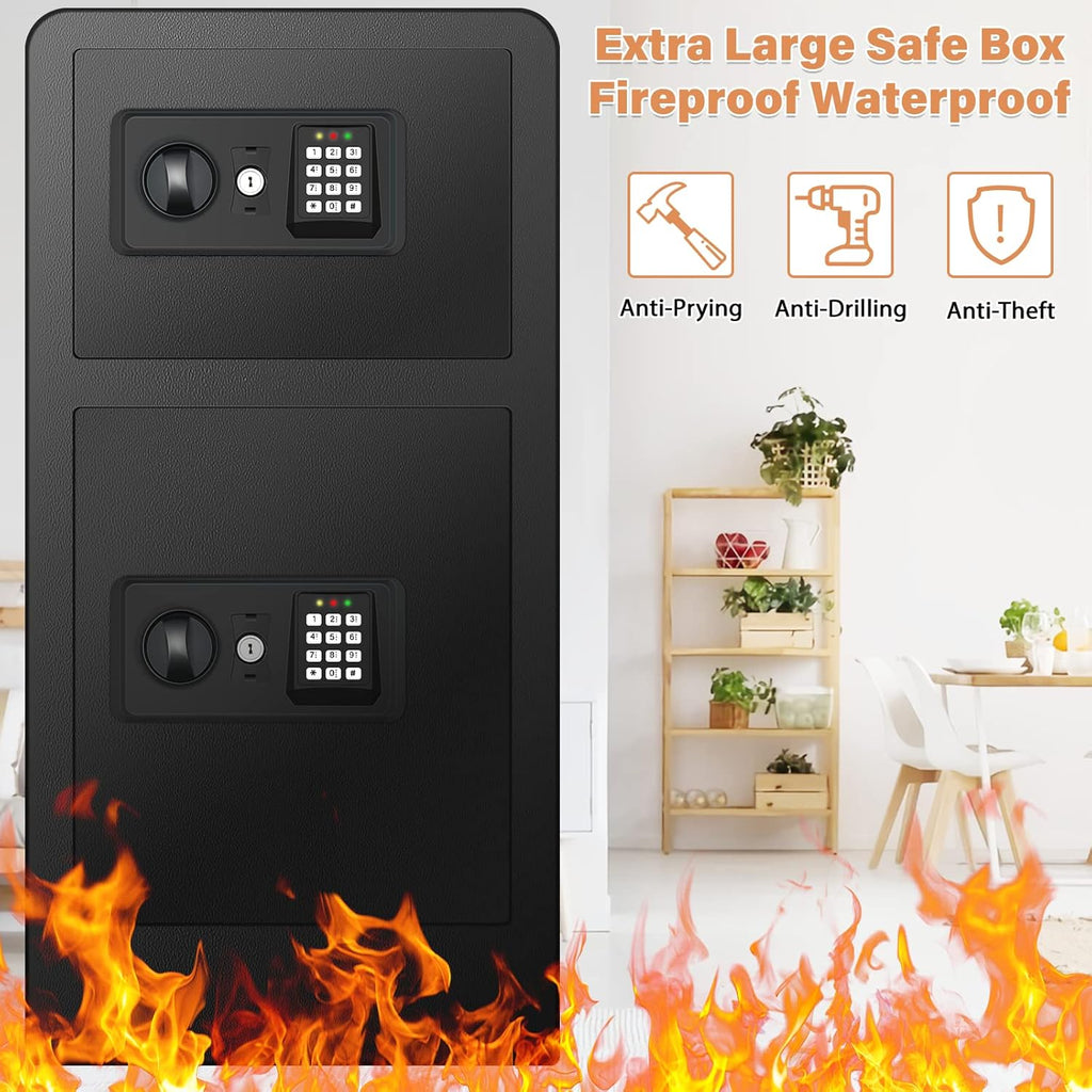 Extra Large Fireproof Safe Box with Double Safe, 83 LB Heavy Duty Security Home Safe with Inner Cabinet Box I975