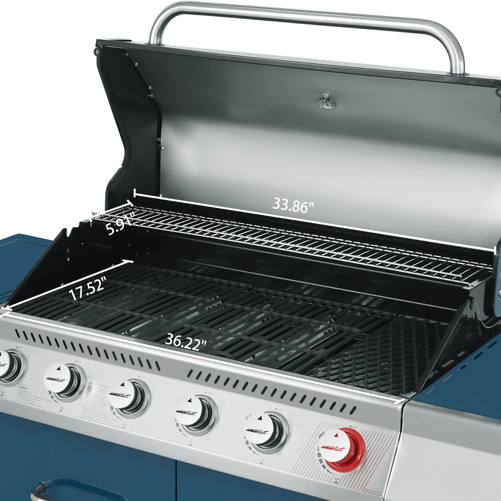6-Burner BBQ Gas Grill with Sear Burner and Side Burner I28227