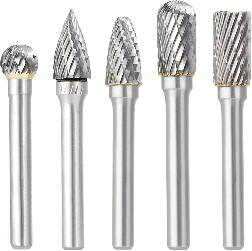 Double Cut Carbide Burr Set, 1/4 Inch Shank, 10MM Head, Solid Carbide Rotary Burr File Set, Pack of 2 S982