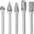 Double Cut Carbide Burr Set, 1/4 Inch Shank, 10MM Head, Solid Carbide Rotary Burr File Set, Pack of 2 S982