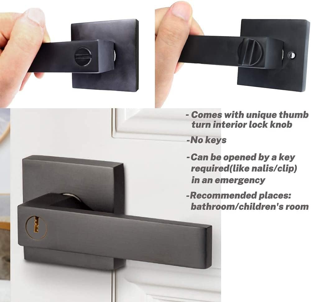 Matte Black Locking Door Lever Handle Set (3 Pack) G3328