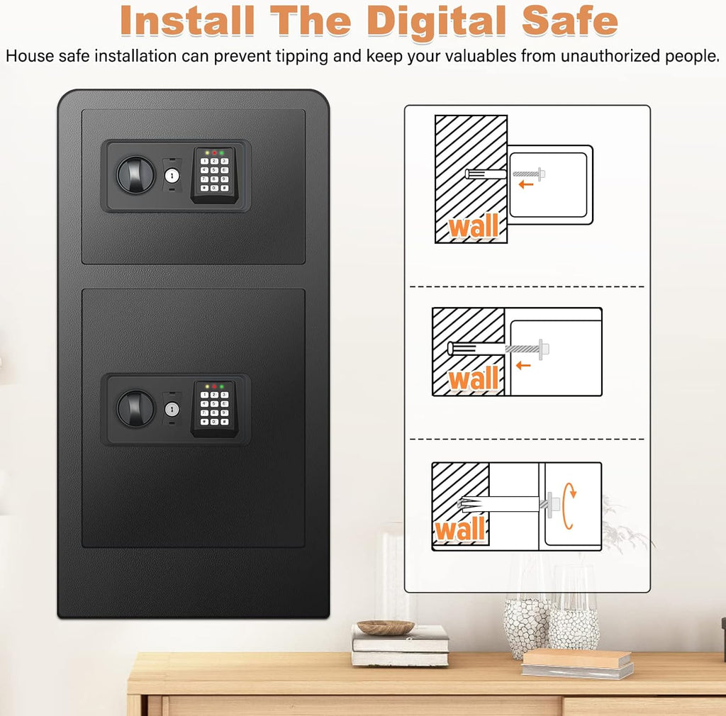 Extra Large Fireproof Safe Box with Double Safe, 83 LB Heavy Duty Security Home Safe with Inner Cabinet Box I975