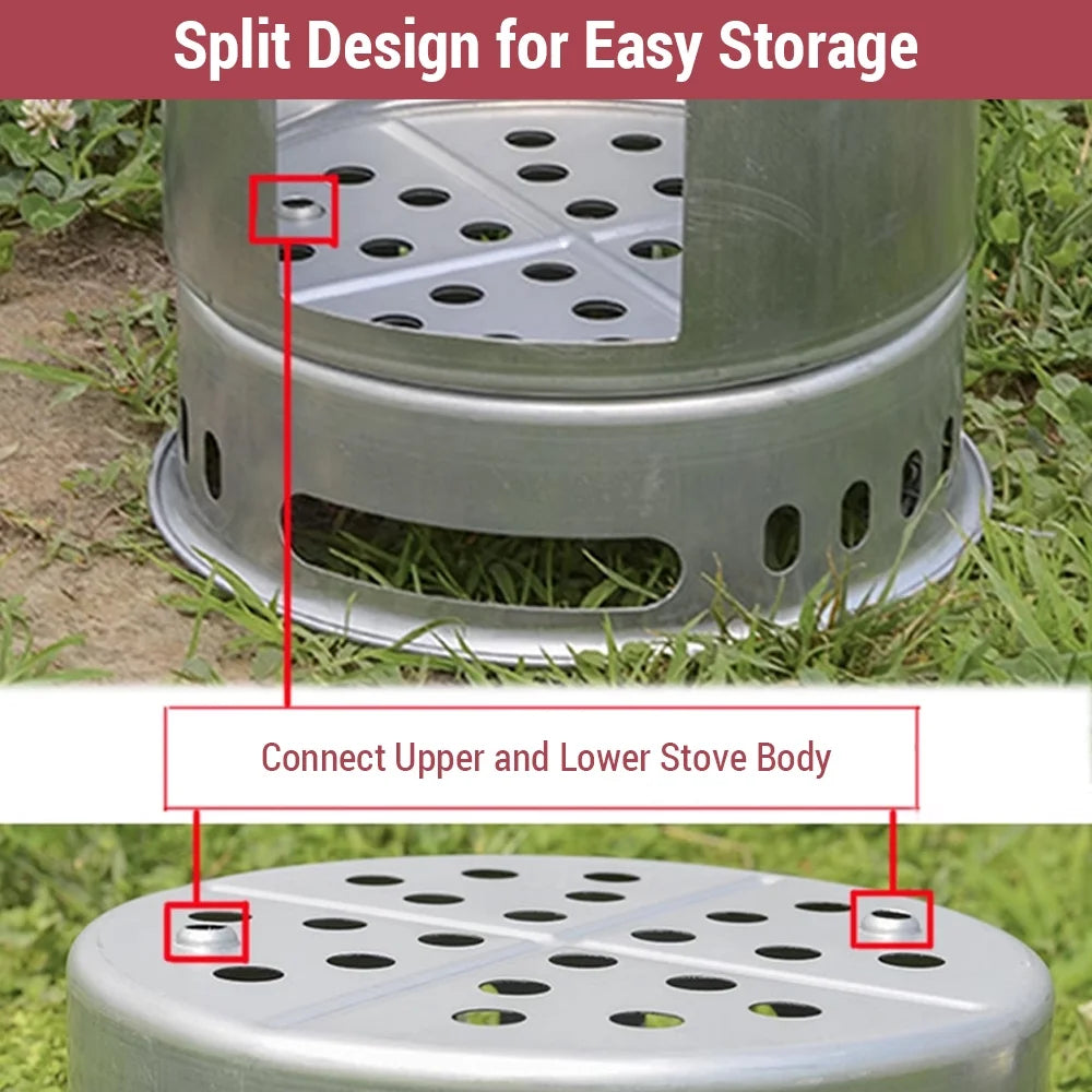 Portable 4 In 1 Wood Camping Stove O687