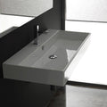 90 Ceramic White Rectangular Vessel Bathroom Sink with Overflow D954