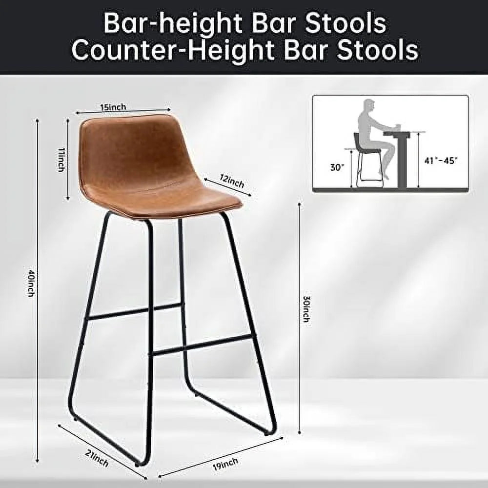 Faux Leather Dining Chairs Set of 2 Barstools with Backs F45241