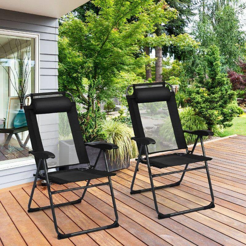 Gray Patio Adjustable Folding Recliner Chairs Z796