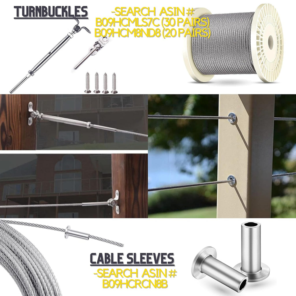 Stainless Steel Wire Rope 7x7 Strands T316 Steel Cable Railing Wire, 500ft, 1/8 I, with Wire Cable Cutter Z10665