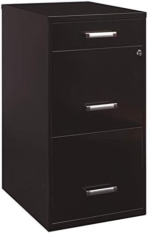 Black 18in Deep 3 Metal Organizer Pencil Drawer Vertical File Cabinet D937