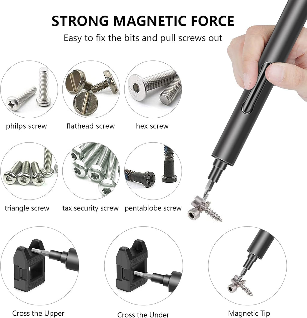Mini Electric Screwdriver Set with 55 Precision Bits & LED Light V523