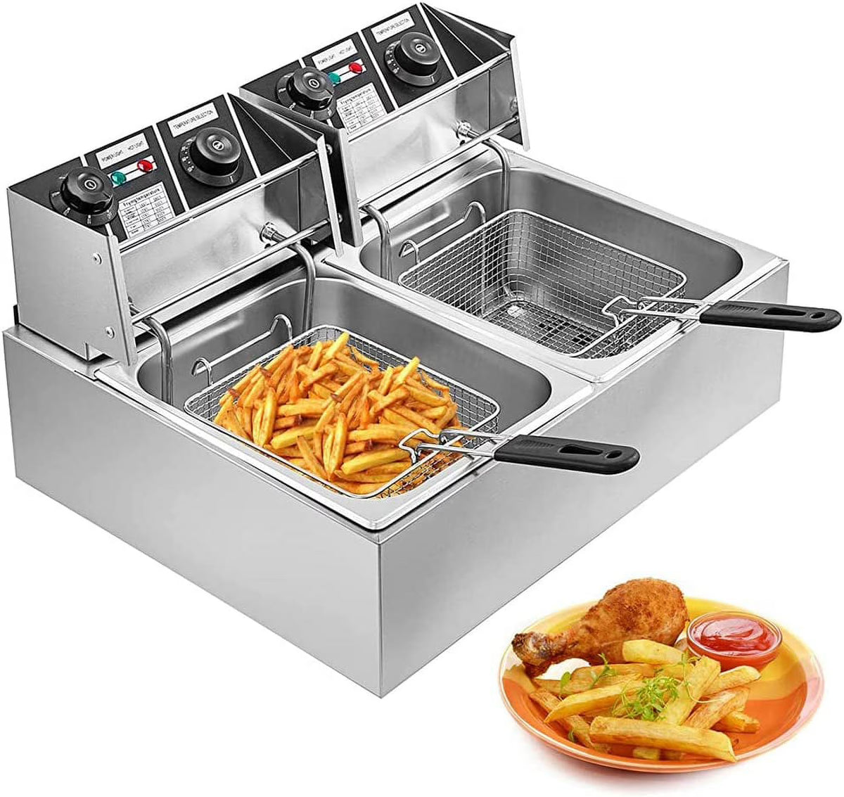 Stainless Steel Electric Deep Fryer with Basket G565994