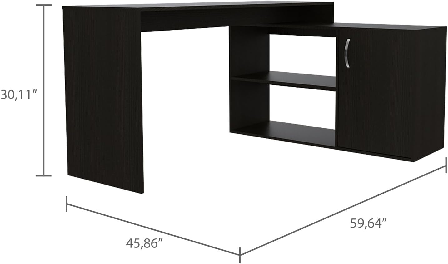 Black L Shaped Computer Desk with Drawers and Storage Cabinet Shelves, 55 Inch Z3053