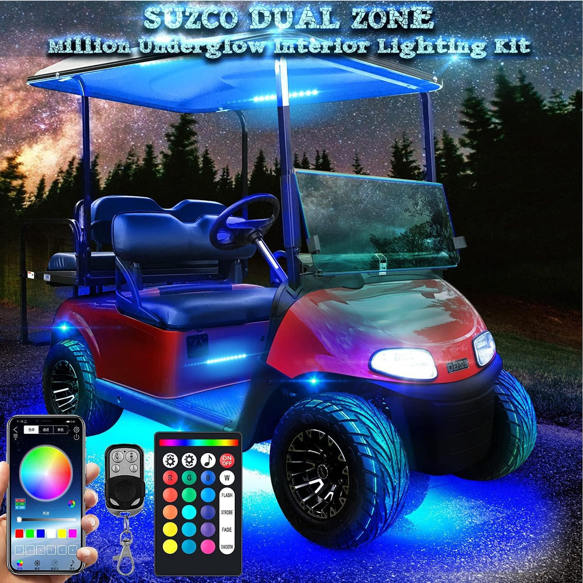 12-pods LED RGB Neon Underglow Rock Lights Kit with 4-Pcs Interior Light Kit, 192LEDs Waterproof 12V Y1533