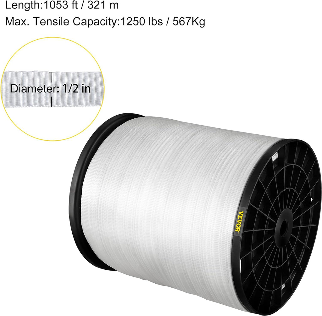 1250Lbs Polyester Pull Tape, 1053' x 1/2" Flat Tape, Pack of 2 M11992