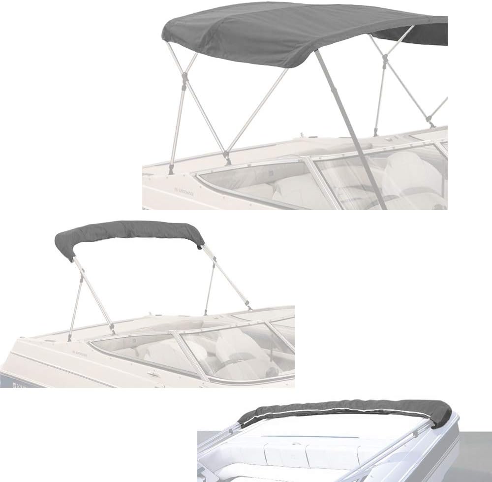 Beige 3 Bow 72 L 54-60 W Canvas Bimini Top Boat Cover E322724