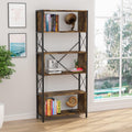 5 Tier Industrial Bookshelf with Metal Frame Retro Brown E513
