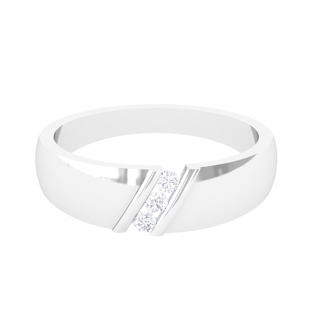 18K White Gold Three Stone Diamond Band Ring M717052