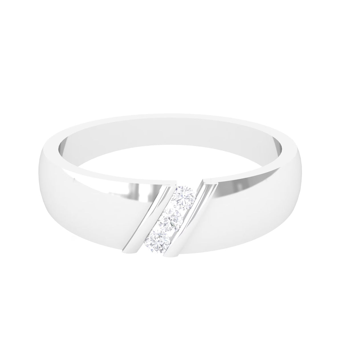 18K White Gold Three Stone Diamond Band Ring M717052