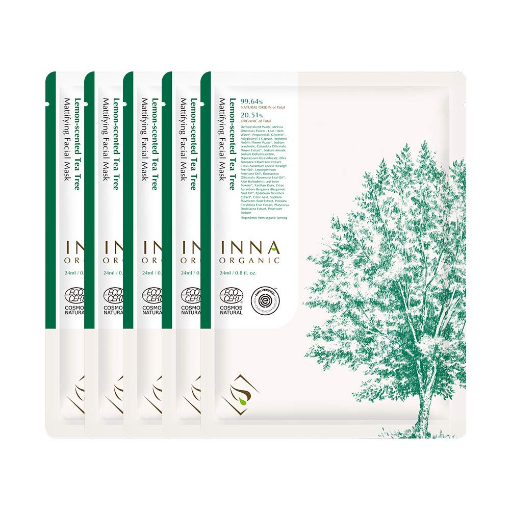 LEMON-TEA TREE SKIN SHEET MASK, Oil-control, 0.8 fl.oz, Pack of 5 J9346