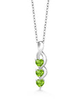 925 Sterling Silver Green Peridot Pendant Necklace with 18 inch Silver Chain A3506