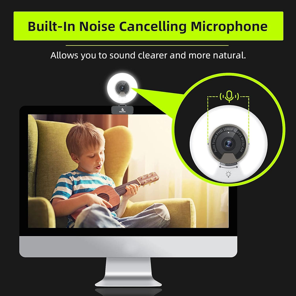 1080P 60FPS Webcam with Light, AutoFocus, Privacy Cover, Dual Stereo Microphone C310578