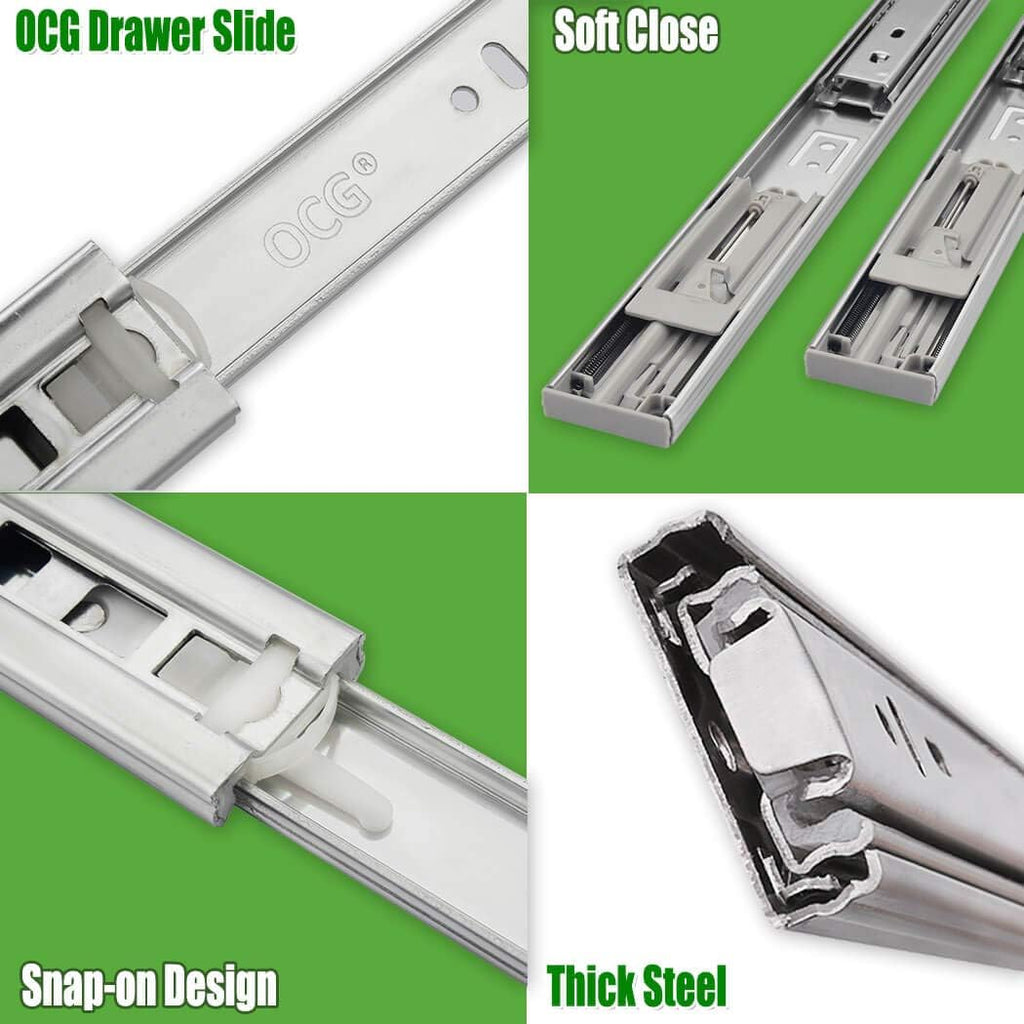 20 Inch 5 Pairs Soft Close Drawer Slides V3807