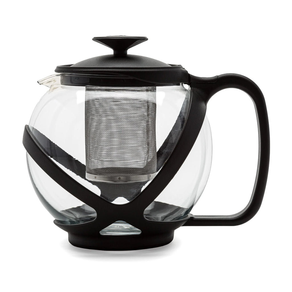 Black Borosilicate Glass Teapot with Removable Stainless Steel Infuser, 40-Ounce V134