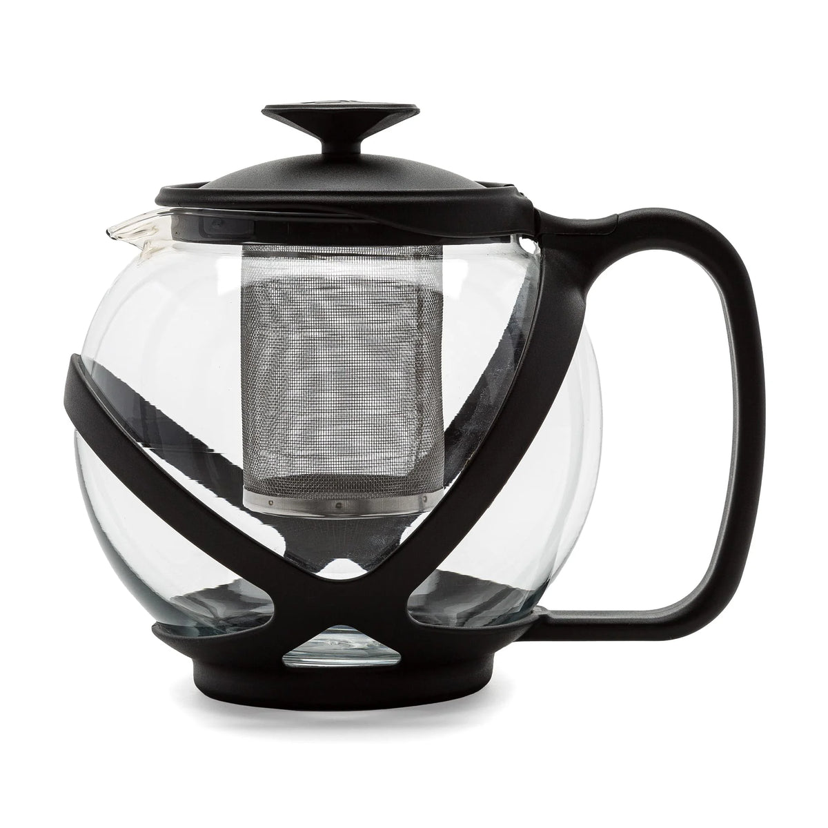 Black Borosilicate Glass Teapot with Removable Stainless Steel Infuser, 40-Ounce V134
