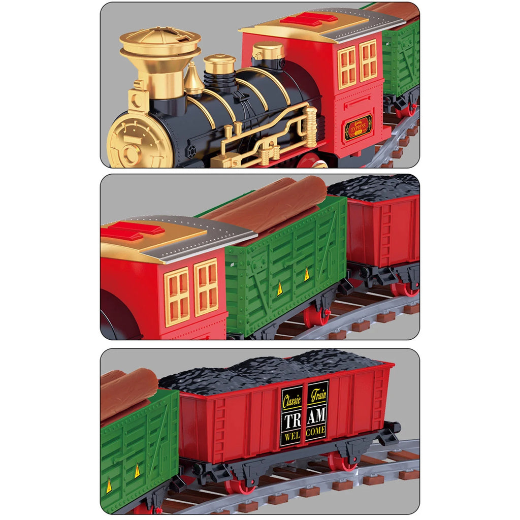 Toy Train Set With Lights And Sounds Steam Smoke Railway Tracks Battery Operated Q13186