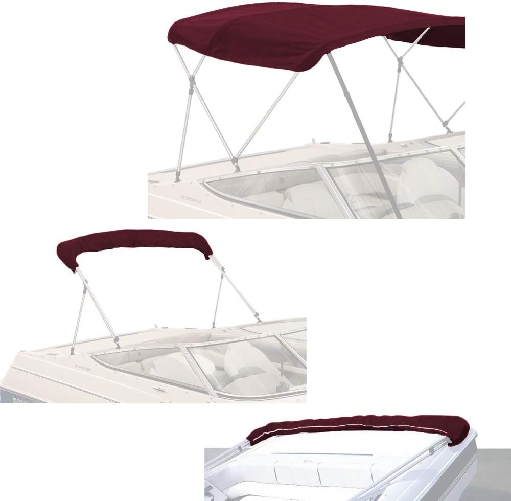 Beige 3 Bow 72 L 54-60 W Canvas Bimini Top Boat Cover E322724