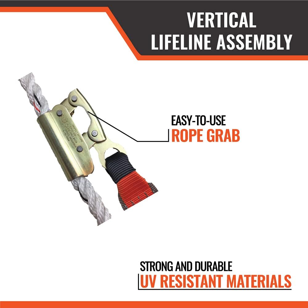 50 ft Vertical Lifeline Assembly with Shock Absorber and Extension Lanyard Q1262