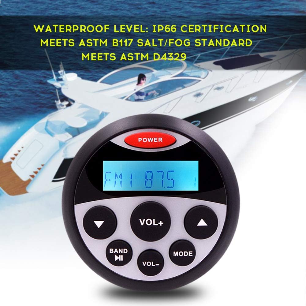 Marine Stereo and Speaker Package with Bluetooth MP3 USB AM FM Radio and 4 Inch Black Speakers J527