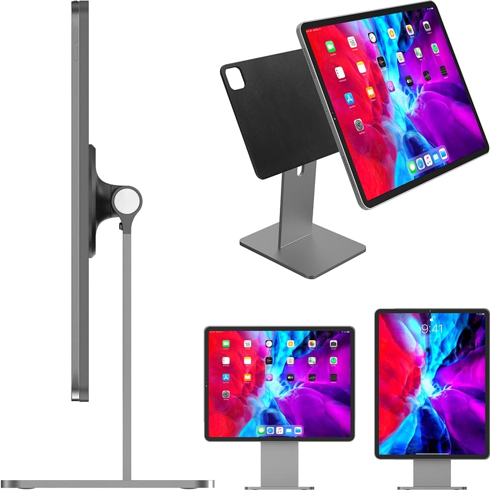 MagFlott magnetic stand for iPad Pro 12.9” space gray with 6’ usb c cable U4170