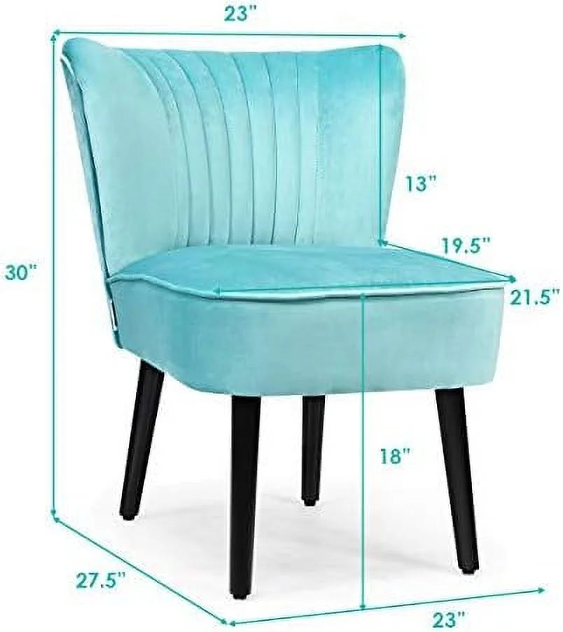 Velvet Accent Chair Set of 2 Armless Curved Backrest Padded Seat C269